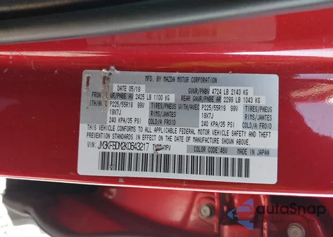 2019 Mazda Cx-5 Grand Touring z USA, uszkodzony, nr VIN JM3KFBDM2K0643217